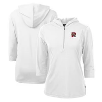 Women's Cutter & Buck  White Portland Sea Dogs Virtue Eco Pique Recycled 3/4-Sleeve Half-Zip Pullover Hoodie