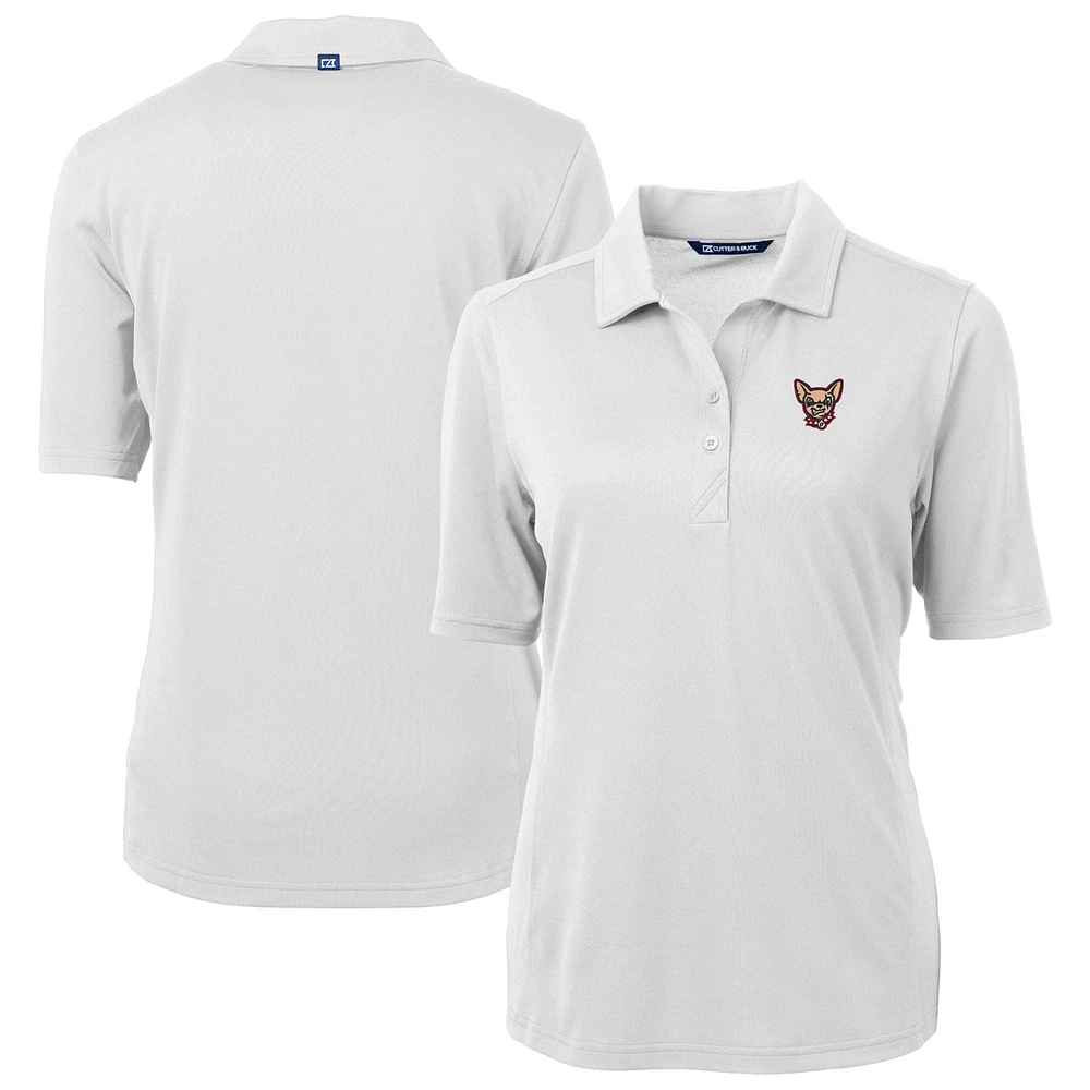 Women's Cutter & Buck White El Paso Chihuahuas Virtue DryTec Eco Pique Recycled Polo