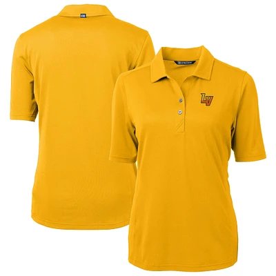 Women's Cutter & Buck Gold Las Vegas Aviators Virtue DryTec Eco Pique Recycled Polo