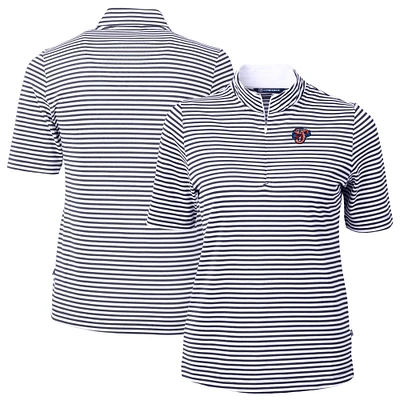 Women's Cutter & Buck Navy Jacksonville Jumbo Shrimp Virtue DryTec Eco Pique Stripe Recycled Top
