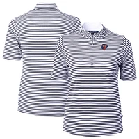 Women's Cutter & Buck Navy Jacksonville Jumbo Shrimp Virtue DryTec Eco Pique Stripe Recycled Top