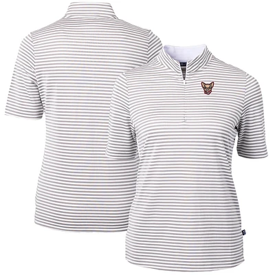 Women's Cutter & Buck Gray El Paso Chihuahuas Virtue DryTec Eco Pique Stripe Recycled Top