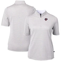 Women's Cutter & Buck Gray Jacksonville Jumbo Shrimp Virtue DryTec Eco Pique Stripe Recycled Top
