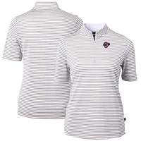 Women's Cutter & Buck Gray Jacksonville Jumbo Shrimp Virtue DryTec Eco Pique Stripe Recycled Top