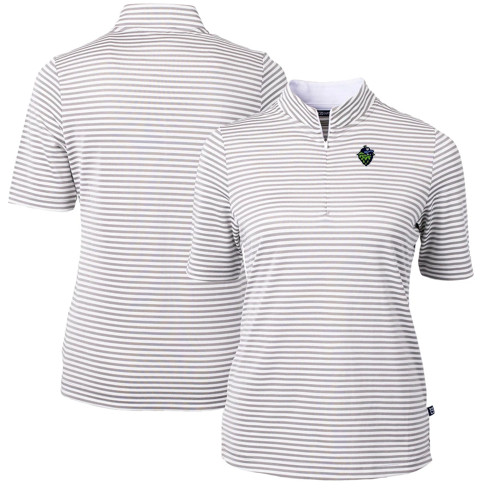 Women's Cutter & Buck Gray Hillsboro Hops Virtue DryTec Eco Pique Stripe Recycled Top