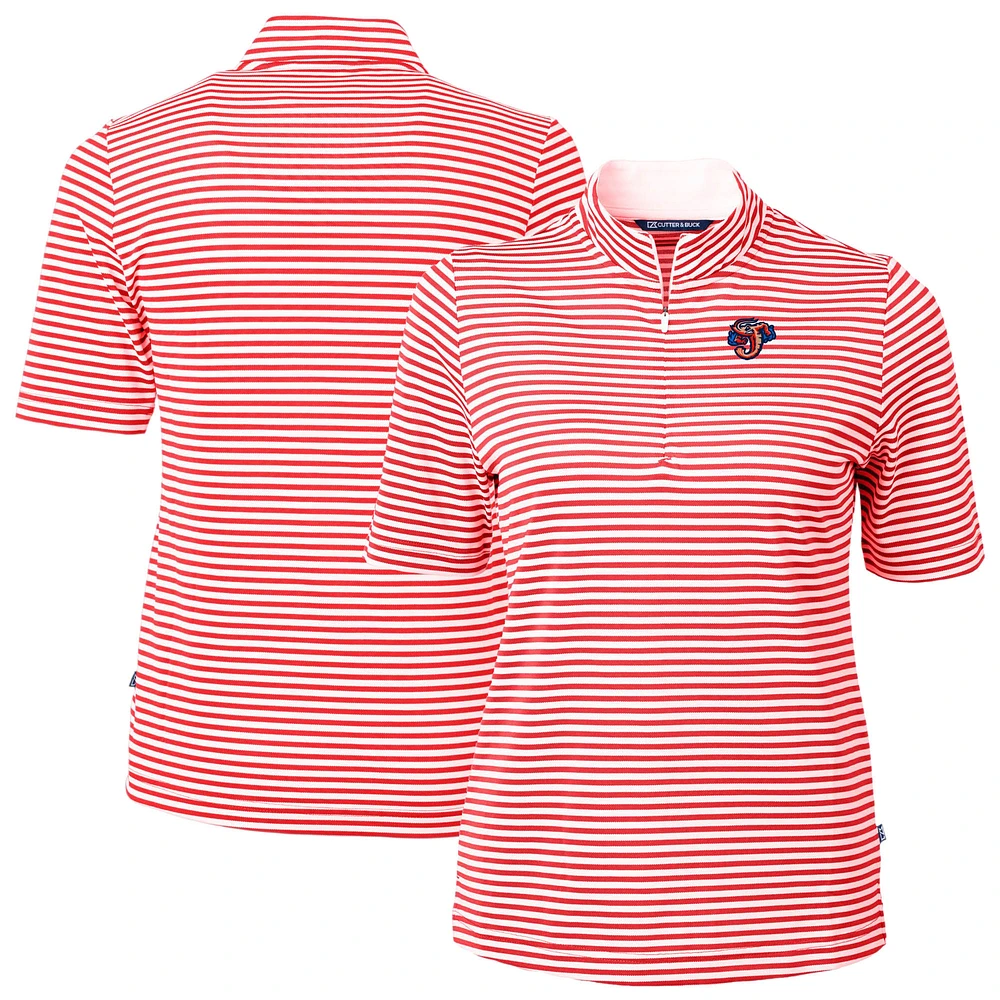 Women's Cutter & Buck Jacksonville Jumbo Shrimp Virtue DryTec Eco Pique Stripe Recycled Top