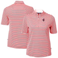 Women's Cutter & Buck Red Memphis Redbirds Virtue DryTec Eco Pique Stripe Recycled Top