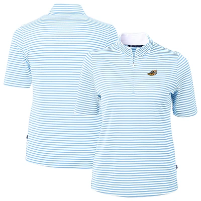 Women's Cutter & Buck Powder Blue Akron RubberDucks Virtue DryTec Eco Pique Stripe Recycled Top