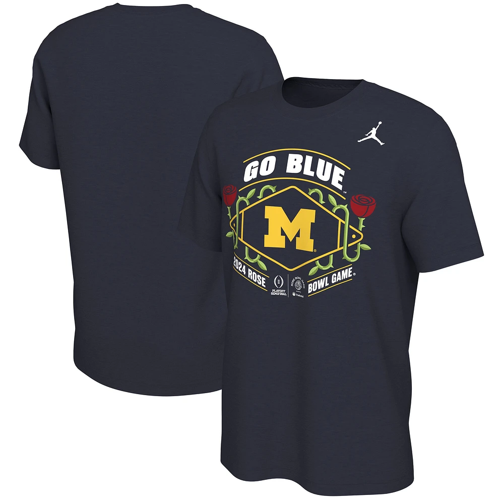 Men's Jordan Brand Navy Michigan Wolverines College Football Playoff 2024 Rose Bowl T-Shirt