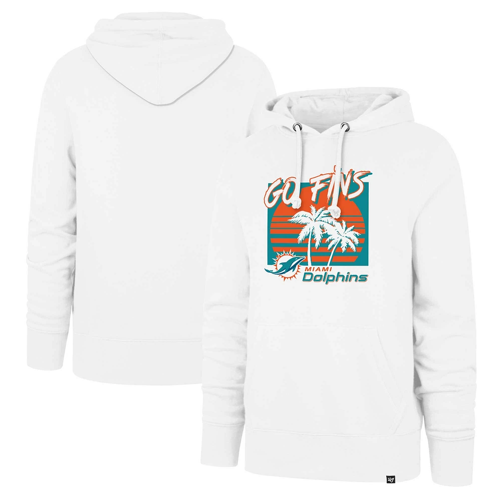 Men's '47 White Miami Dolphins Go Fins Regional Headline Pullover Hoodie