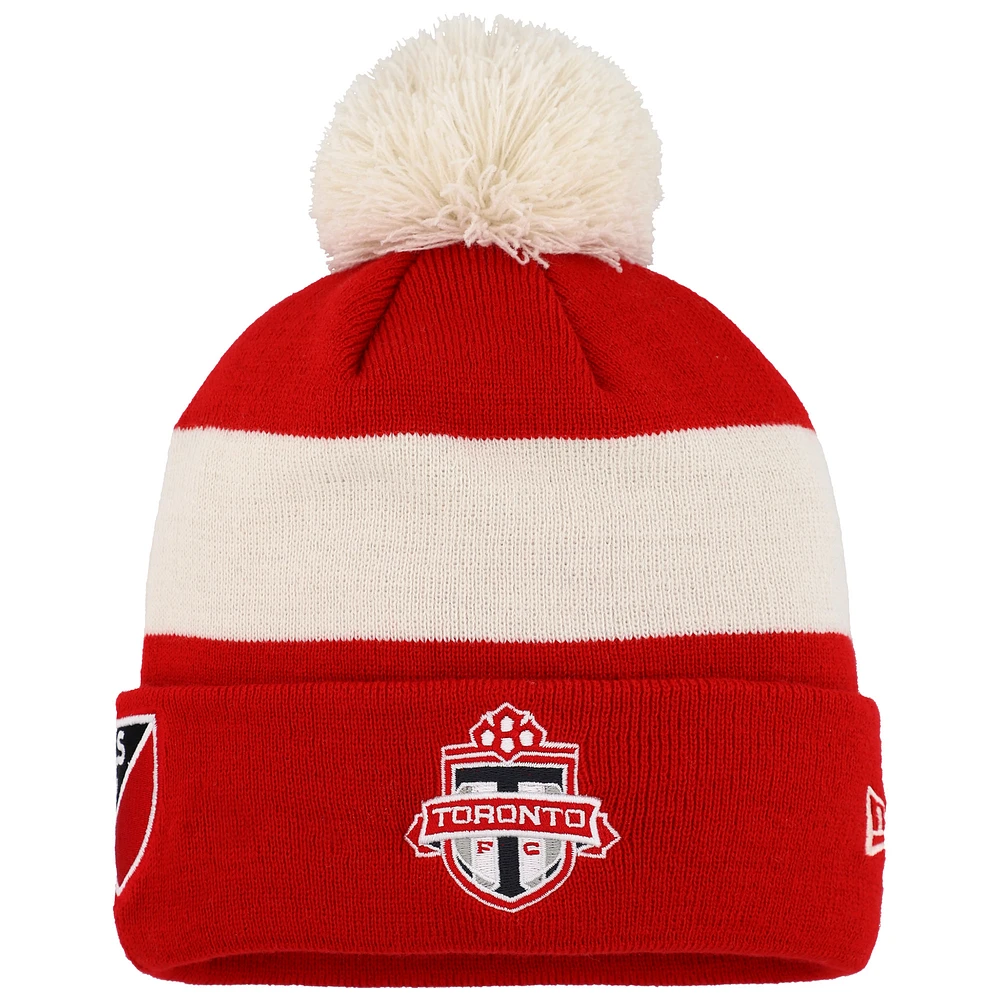 Men's New Era Red Toronto FC Kick Off Cuffed Knit Hat with Pom