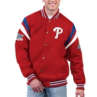 Men's G-III Sports by Carl Banks Red Philadelphia Phillies Quick Full-Snap Varsity Jacket