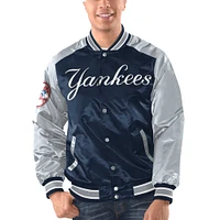 Men's Starter Navy/Gray New York Yankees Varsity Satin Full-Snap Jacket