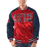 Men's Starter Red/Navy Boston Red Sox Varsity Satin Full-Snap Jacket