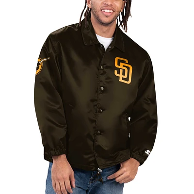 Men's Starter Brown San Diego Padres Option Route Satin Full-Snap Jacket