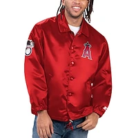 Men's Starter Red Los Angeles Angels Option Route Satin Full-Snap Jacket