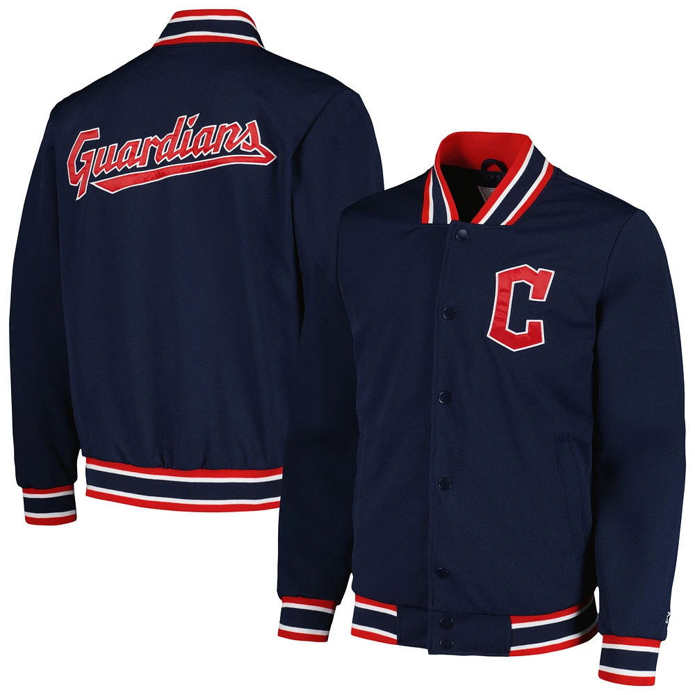 Men's Starter Navy Cleveland Guardians Secret Weapon Full-Snap Jacket