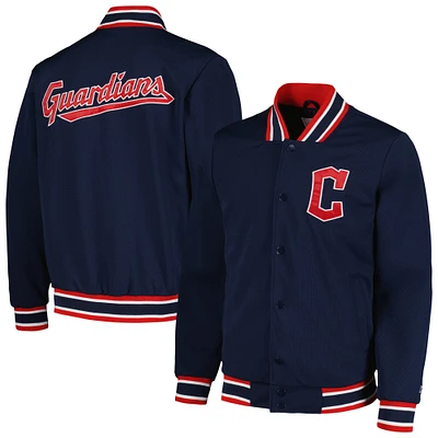 Men's Starter Navy Cleveland Guardians Secret Weapon Full-Snap Jacket