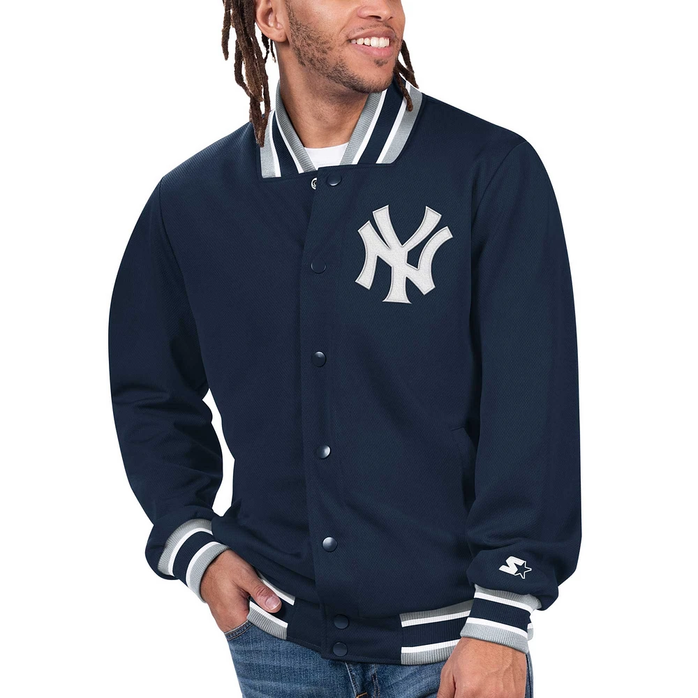 Men's Starter Navy New York Yankees Secret Weapon Full-Snap Jacket