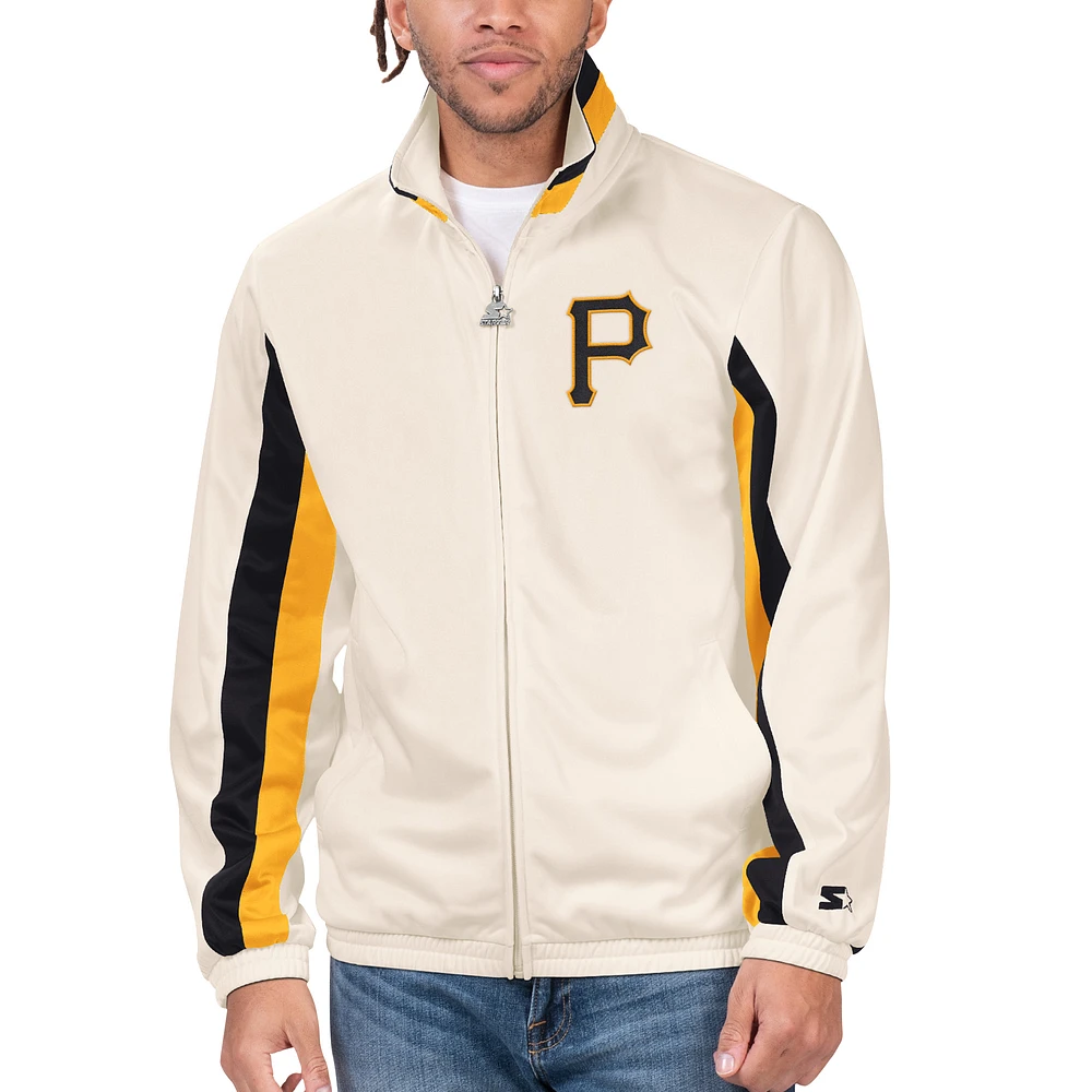 Men's Starter Cream Pittsburgh Pirates Rebound Cooperstown Collection Full-Zip Track Jacket