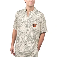 Men's Margaritaville Black Baltimore Orioles Monstera Print Party Button-Up Shirt