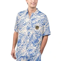 Men's Margaritaville Royal Milwaukee Brewers Monstera Print Party Button-Up Shirt