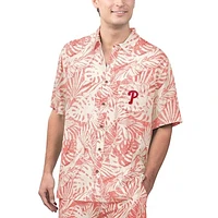 Men's Margaritaville Red Philadelphia Phillies Monstera Print Party Button-Up Shirt