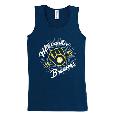 Girls Youth Soft as a Grape Navy Milwaukee Brewers Tank Top