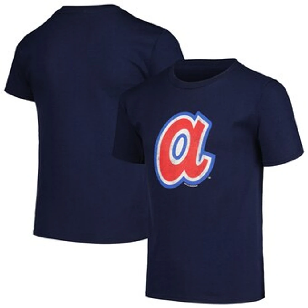 Youth Soft as a Grape Navy Atlanta Braves Cooperstown Collection T-Shirt