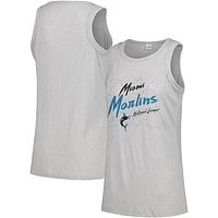 Women's Soft as a Grape Gray Miami Marlins Gauze High Neck Tank Top