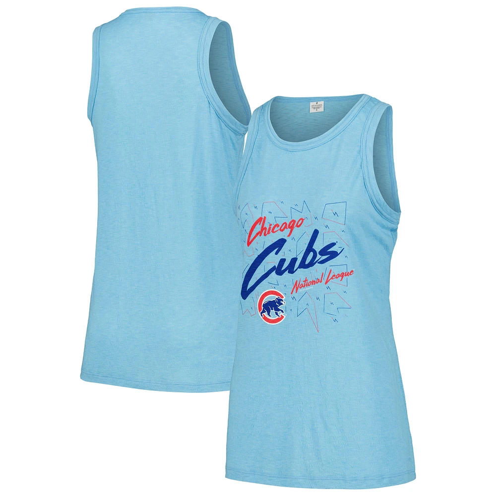 Women's Soft as a Grape Light Blue Chicago Cubs Gauze High Neck Tank Top