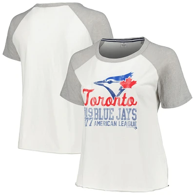 Women's Soft as a Grape White Toronto Blue Jays Plus Baseball Raglan T-Shirt