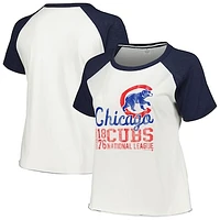 Women's Soft as a Grape White Chicago Cubs Plus Baseball Raglan T-Shirt