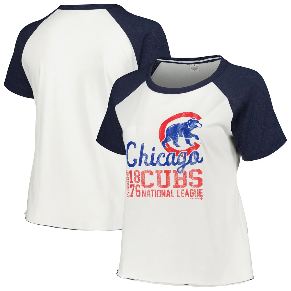 Women's Soft as a Grape White Chicago Cubs Plus Baseball Raglan T-Shirt