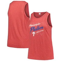 Women's Soft as a Grape Red Philadelphia Phillies Plus Size Curvy High Neck Tri-Blend Tank Top