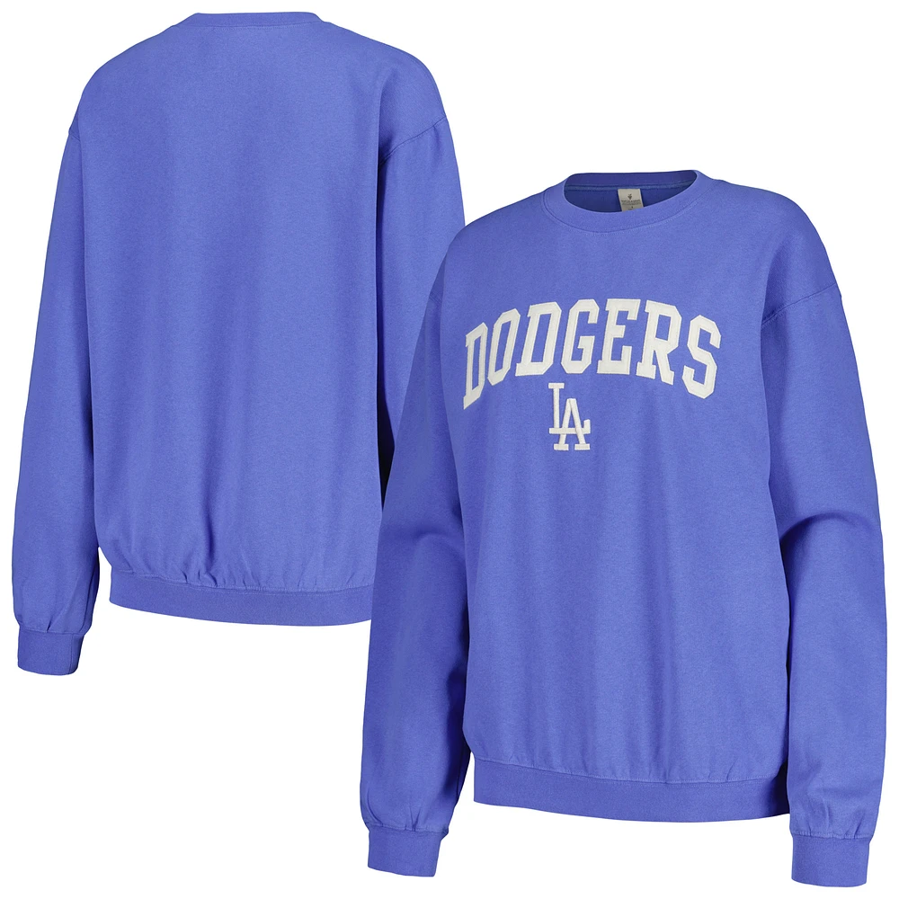 Women's Soft as a Grape Royal Los Angeles Dodgers Pigment Dye Pullover Sweatshirt