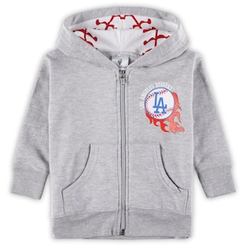 Infant Soft as a Grape Heather Gray Los Angeles Dodgers Baseball Full-Zip Hoodie