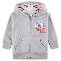 Infant Soft as a Grape Heather Gray Los Angeles Dodgers Baseball Full-Zip Hoodie