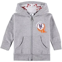 Infant Soft as a Grape Heather Gray New York Mets Baseball Full-Zip Hoodie