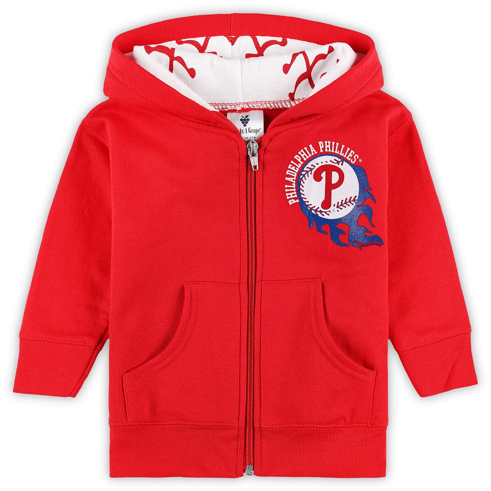 Infant Soft as a Grape Red Philadelphia Phillies Baseball Full-Zip Hoodie