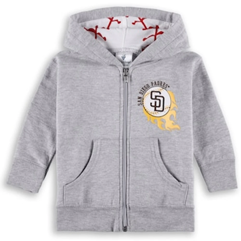 Infant Soft as a Grape Heather Gray San Diego Padres Baseball Full-Zip Hoodie