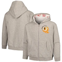 Toddler Soft as a Grape Heather Gray Baltimore Orioles Baseball Full-Zip Hoodie Jacket