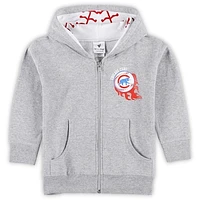 Toddler Soft as a Grape Heather Gray Chicago Cubs Baseball Full-Zip Hoodie Jacket