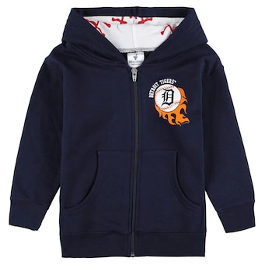 Toddler Soft as a Grape Navy Detroit Tigers Baseball Full-Zip Hoodie Jacket