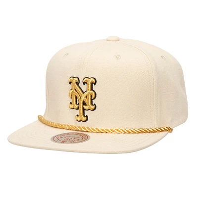 Men's Mitchell & Ness Cream New York Mets Golden Ivory Snapback Hat