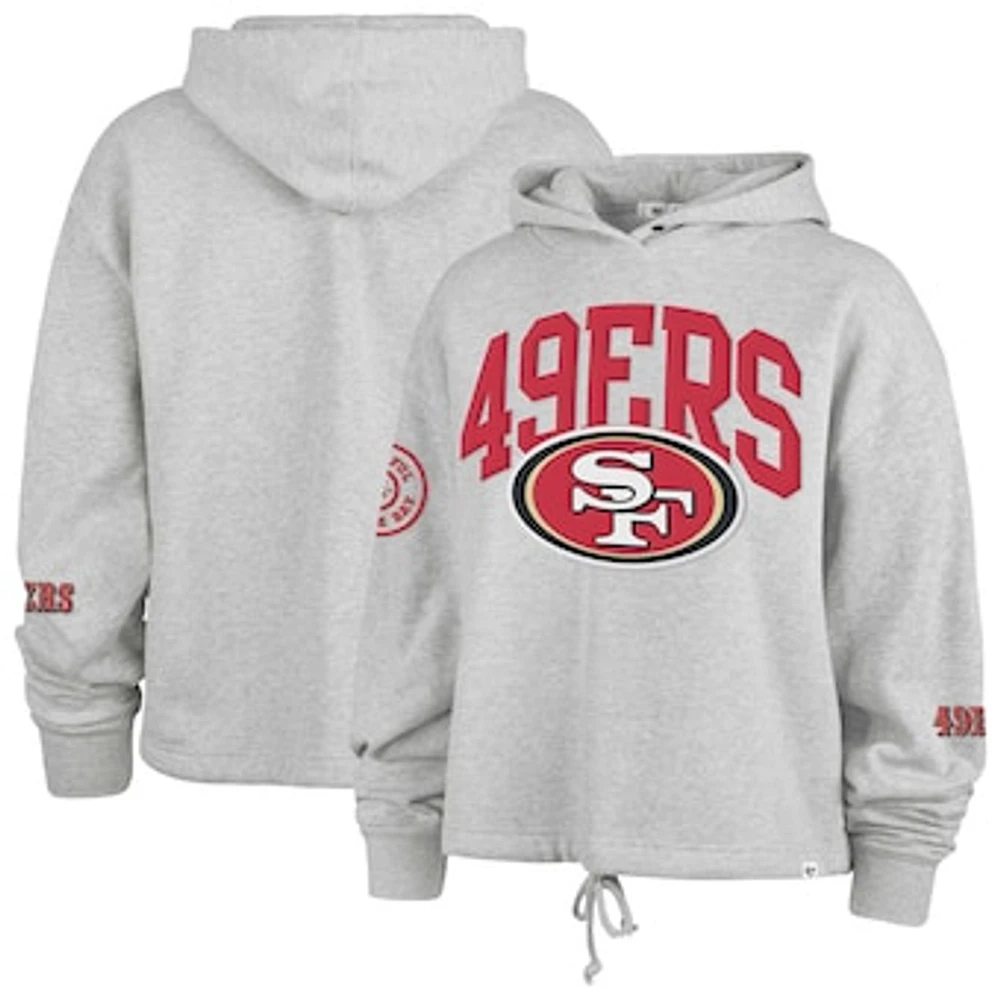 Women's '47 Heather Gray San Francisco 49ers High Hopes Long Sleeve Cropped Hoodie