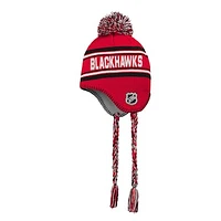 Youth Chicago Blackhawks Red Jacquard Tassel Knit Hat with Pom