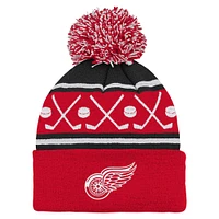 Preschool Red Detroit Red Wings Faceoff Cuffed Knit Hat with Pom