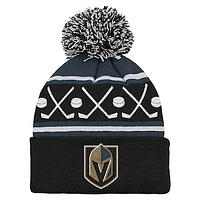 Preschool Black Vegas Golden Knights Faceoff Cuffed Knit Hat with Pom