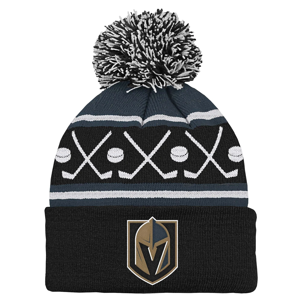 Preschool Black Vegas Golden Knights Faceoff Cuffed Knit Hat with Pom